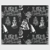 halloween skeleton toile rococo antique skull geschenkpapier (Flach)