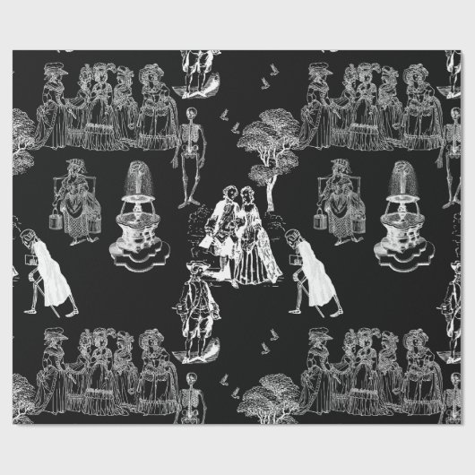 halloween skeleton toile rococo antique skull geschenkpapier (Flach)