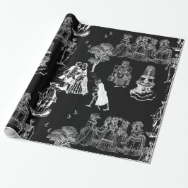 halloween skeleton toile rococo antique skull geschenkpapier