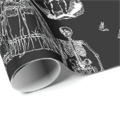 halloween skeleton toile rococo antique skull geschenkpapier (Rolleneckpunkt)