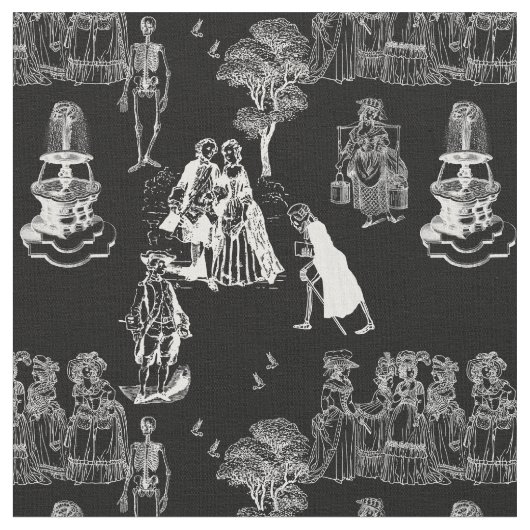 halloween skeleton toile rococo antique skull stoff (Nahaufnahme)