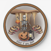 Halloween Skeleton Trick oder Behandlung Pappteller (Vorderseite)