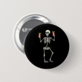 Halloween Skeleton trinkt blutigen Mary Schwanz Button (Vorne & Hinten)