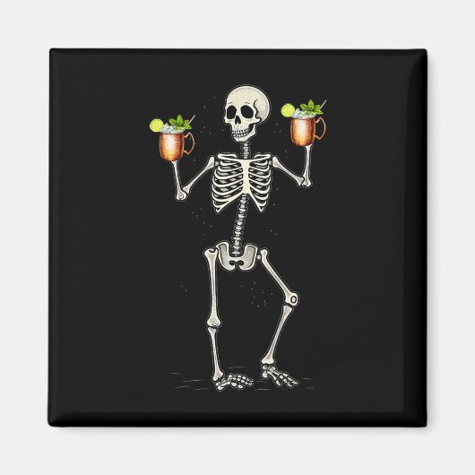 Halloween Skeleton trinkt Moskauer Mule-Schwanz Magnet (Vorne)