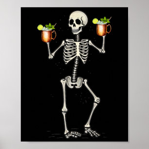 Halloween Skeleton trinkt Moskauer Mule-Schwanz Poster