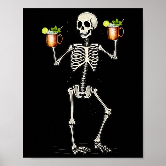 Halloween Skeleton trinkt Moskauer Mule-Schwanz Poster (Vorne)