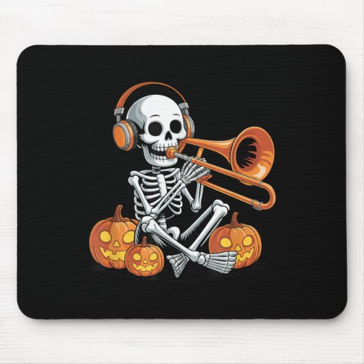 Halloween Skeleton Trombone Trombonist Mousepad (Vorne)