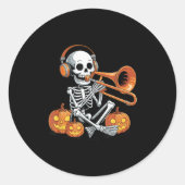 Halloween Skeleton Trombone Trombonist Runder Aufkleber (Vorderseite)