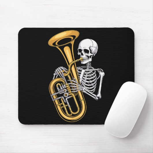 Halloween Skeleton Tuba Tubist Mousepad (Mit Mouse)