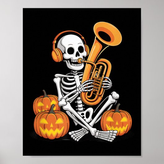 Halloween Skeleton Tuba Tubist  Poster (Vorne)
