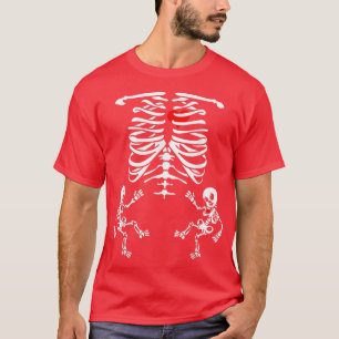 Halloween Skeleton Twins Gender Reveal Baby Dusche T-Shirt