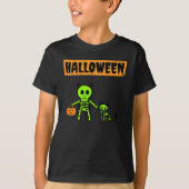 Halloween Skeleton und Cat T-Shirt (Vorderseite)