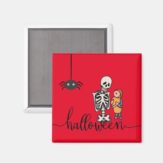 Halloween Skeleton und ein Junge Magnet (Vorderseite/Rückseite)