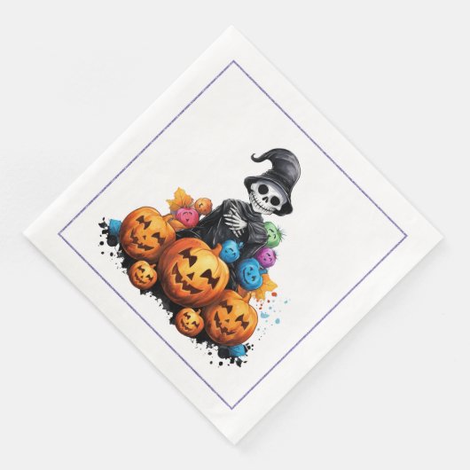 Halloween Skeleton und Pumpkin Dinner Napkin Serviette (Ecke)