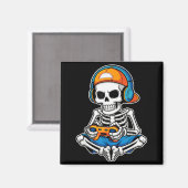 Halloween Skeleton Video Gamer Funny Gaming Boys M Magnet (Vorderseite/Rückseite)