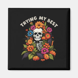 Halloween Skeleton Vintage Blume versuchen mein Be Magnet