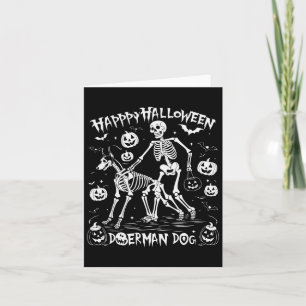 Halloween Skeleton Walking Doberman Dog Karte