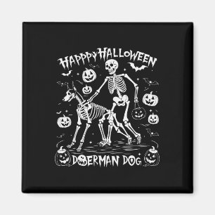Halloween Skeleton Walking Doberman Dog Magnet
