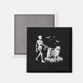 Halloween Skeleton Walking Samoyed Dog Magnet (Vorderseite/Rückseite)