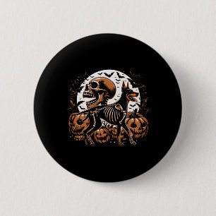 Halloween Skeleton Walking Skeletal Doberman Dog Button
