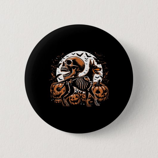 Halloween Skeleton Walking Skeletal Doberman Dog Button (Vorderseite)