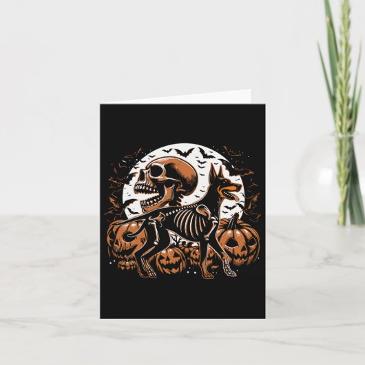 Halloween Skeleton Walking Skeletal Doberman Dog Karte (Vorderseite)