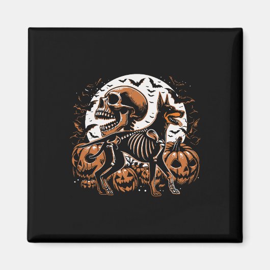 Halloween Skeleton Walking Skeletal Doberman Dog Magnet (Vorne)