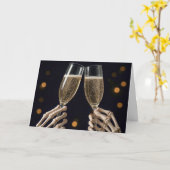 Halloween Skeleton Wedding Champagne Toast Karte (Gelbe Blume)