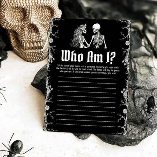Halloween Skeleton Wer bin ich Brautparty Game Einladung
