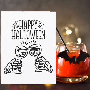 Halloween Skeleton Wine Toast Foto Pumpkin Modern Karte