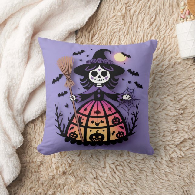 Halloween Skeleton Witch Kissen (Decke)