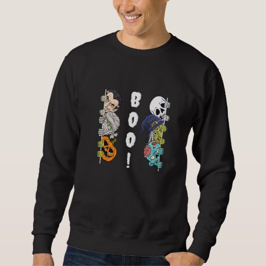 Halloween Skeleton Witch Peeking Zombie Mummy Kids Sweatshirt (Vorderseite)