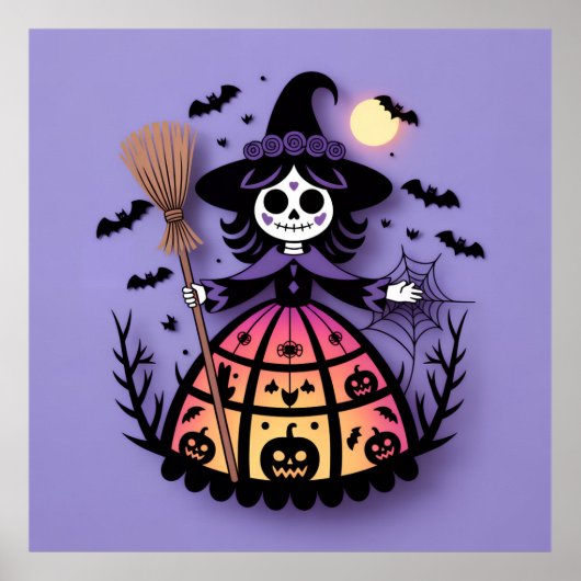 Halloween Skeleton Witch Poster (Vorne)