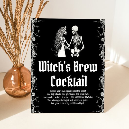 Halloween Skeleton Witch's Brew Cocktail Sign Sockelschild