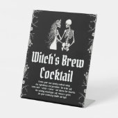 Halloween Skeleton Witch's Brew Cocktail Sign Sockelschild (Vorderseite)