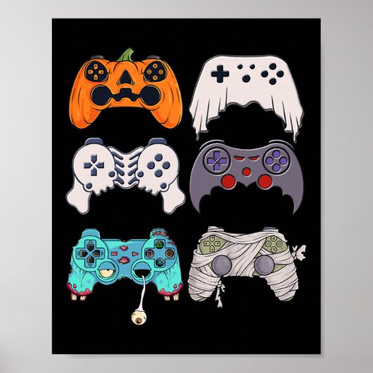 Halloween Skeleton Zombie Gaming Controller Mummy Poster (Vorne)