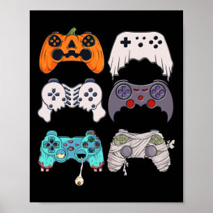Halloween Skeleton Zombie Gaming Controller Mummy Poster