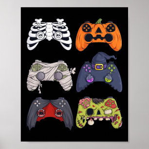 Halloween Skeleton Zombie Gaming Controller Mummy Poster