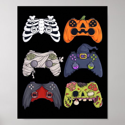 Halloween Skeleton Zombie Gaming Controller Mummy Poster (Vorne)