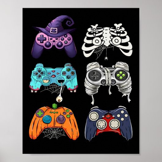 Halloween Skeleton Zombie Gaming Controller Mummy Poster (Vorne)
