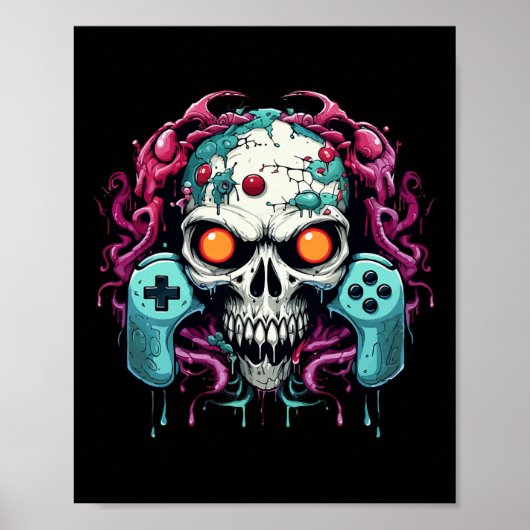 Halloween Skeleton Zombie Gaming Controller Mummy Poster (Vorne)