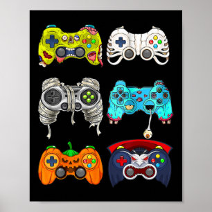 Halloween Skeleton Zombie Gaming Controller Mummy Poster