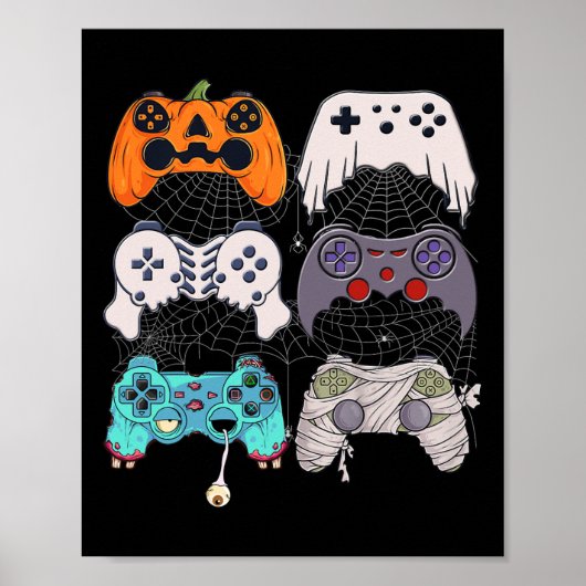 Halloween Skeleton Zombie Gaming Controller Mummy Poster (Vorne)