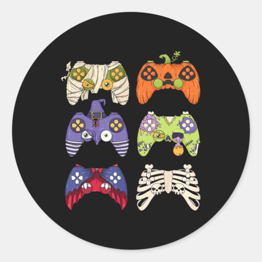 Halloween Skeleton Zombie Gaming Controller Mummy Runder Aufkleber (Vorderseite)