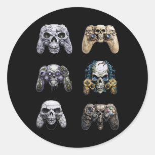 Halloween Skeleton Zombie Gaming Controller Mummy Runder Aufkleber