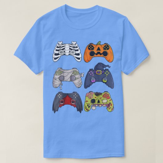 Halloween Skeleton Zombie Gaming Controller Mummy T-Shirt (Design vorne)
