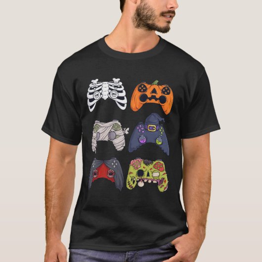 Halloween Skeleton Zombie Gaming Controller Mummy T-Shirt (Vorderseite)