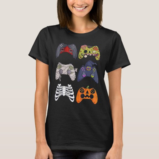 Halloween Skeleton Zombie Gaming Controller Mummy T-Shirt (Vorderseite)