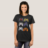 Halloween Skeleton Zombie Gaming Controller Mummy T-Shirt (Vorne ganz)