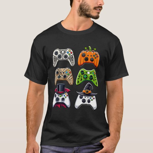 Halloween Skeleton Zombie Gaming Controller Mummy T-Shirt (Vorderseite)